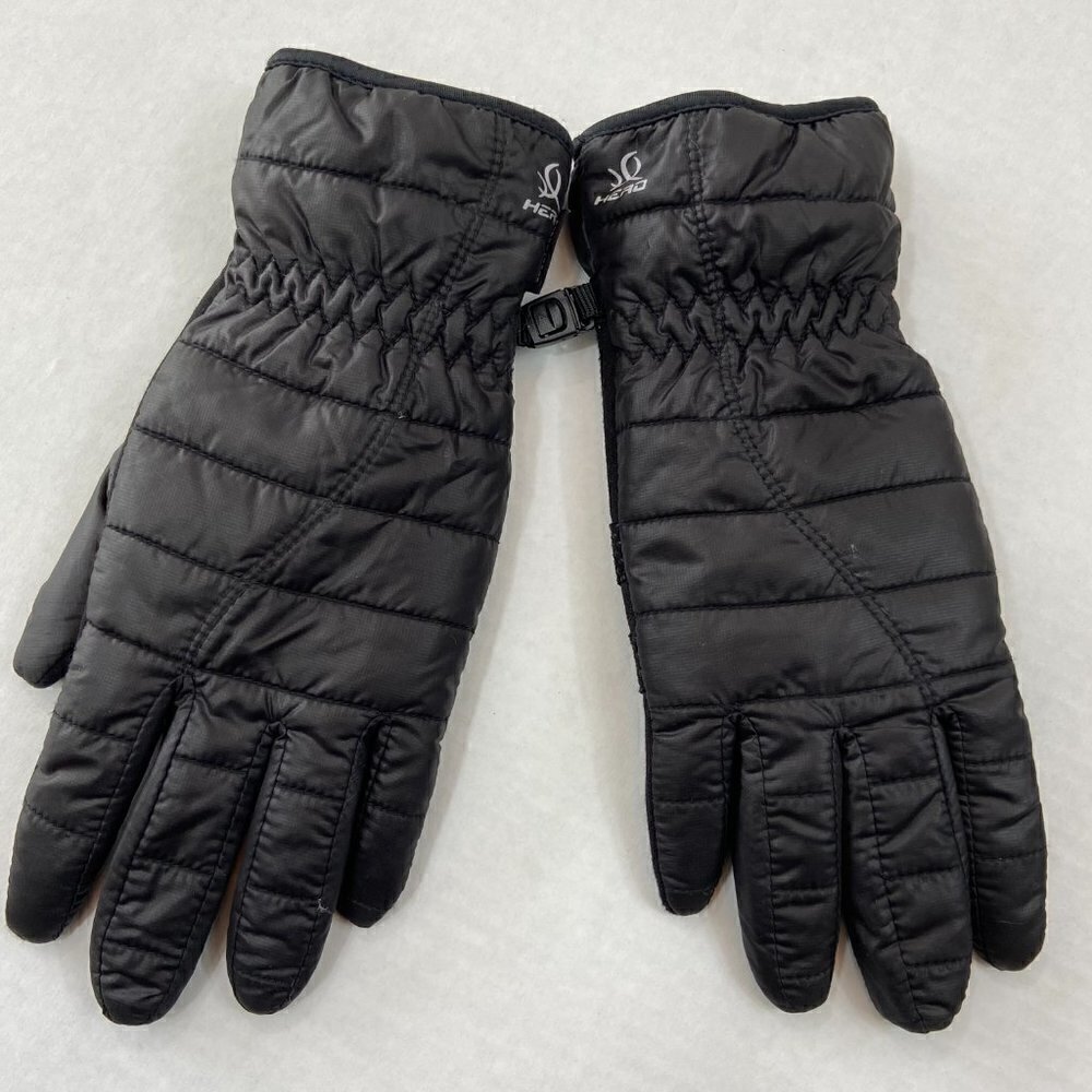 Head windproof fleece-lined black gloves, Small